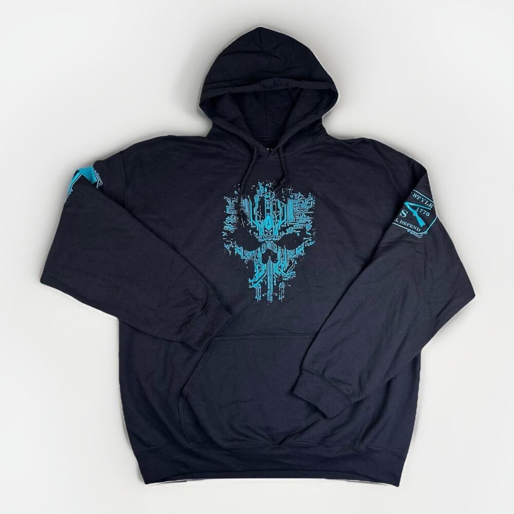 Grunt Style Men’s XL Circuit Skull Patriotic Relaxed Fit Sweatshirt Hoodie